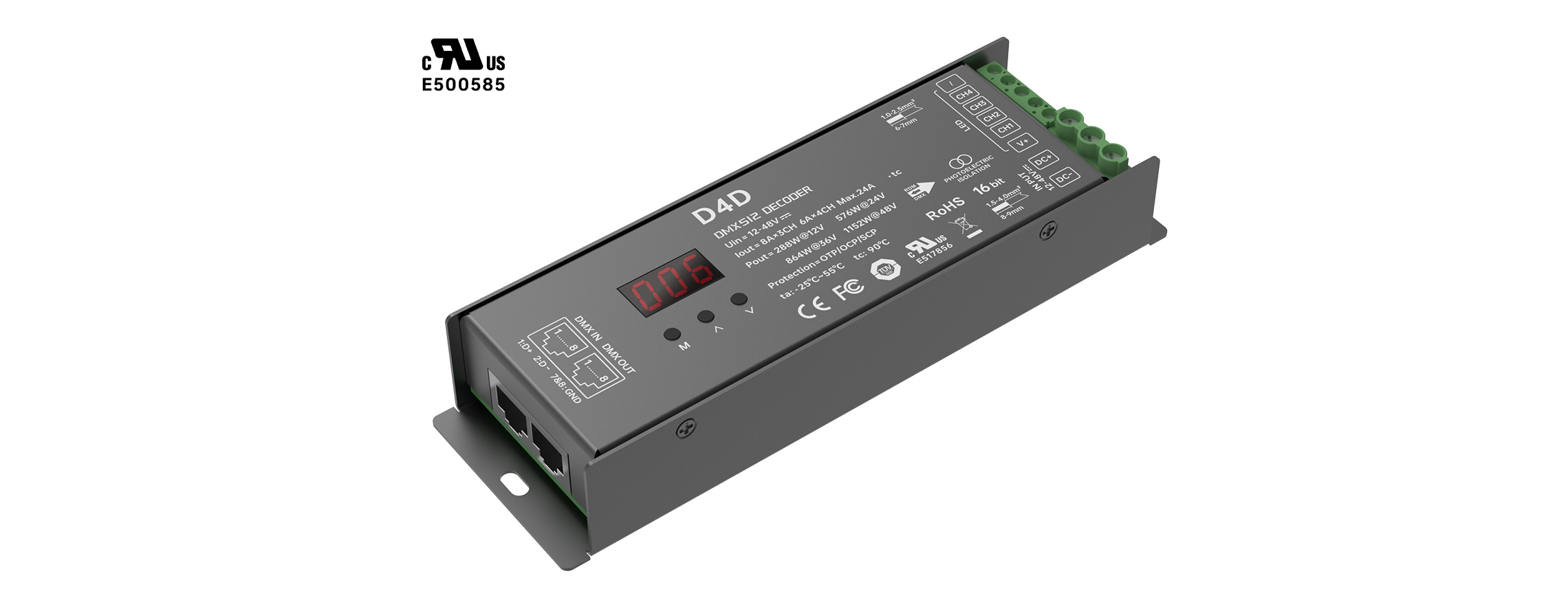 4CH CV DMX/RDM Decoder Max D4D(RJ45 DMX interfaces)