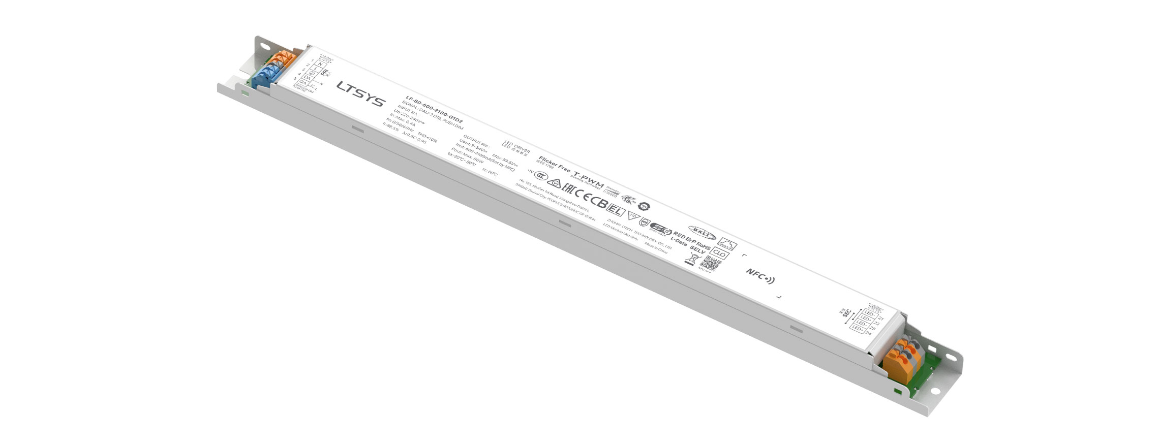 80W 600-2100mA NFC DALI-2 DT6 CC Linear Intelligent Driver LF-80-600-2100-G1D2 (Built-in)